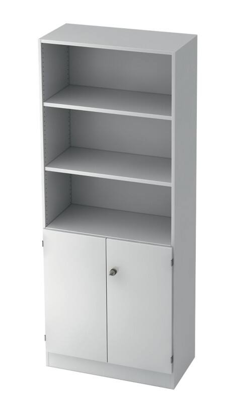 Hammerbacher Schrank Melamin 4 Fachböden abschließbar 800 x 420 x 2.004 mm Weiß