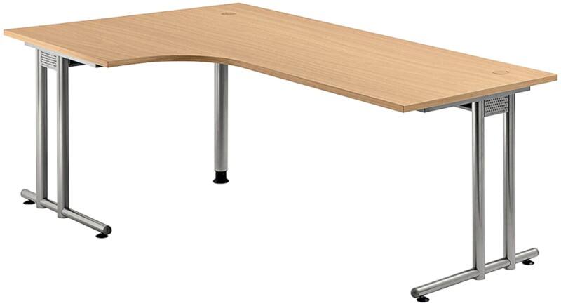 Hammerbacher Matrix VNS Eckschreibtisch Rechteckig Buche C-Fuß 2.000 (B) x 1.200 (T) x 740 (H) mm Spanplatte, Stahl