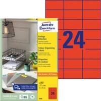 Étiquettes universelles AVERY Zweckform 3448 QuickPEEL Rouge A4 70 x 37 mm 100 Feuilles de 24 Étiquettes