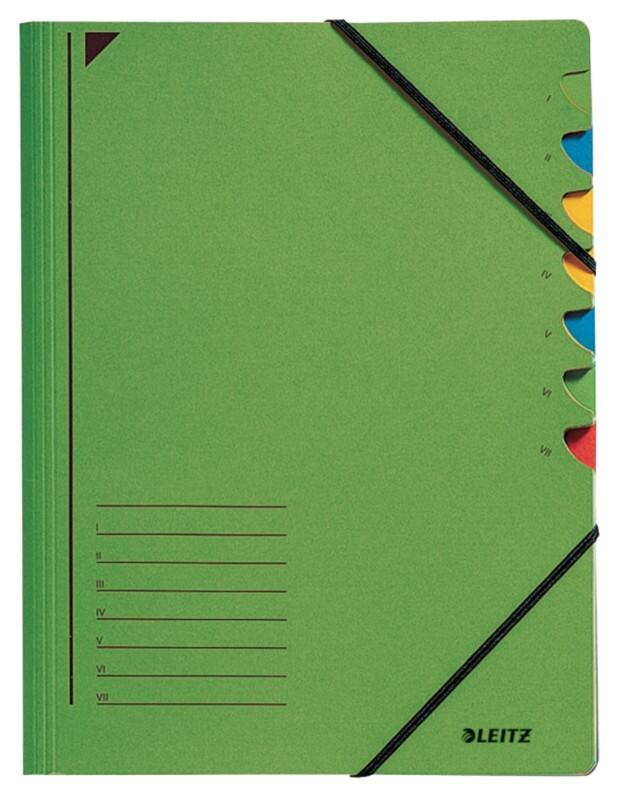 Leitz Ordnungsmappe A4 Grün Karton Mit 7 Fächern 24,5 x 32 cm