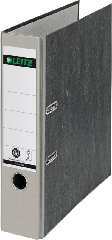 Leitz 180° Breit Ordner A4 82 mm Grau 2 Ringe 1080 Pappkarton Wolkenmarmor Hochformat Recycled