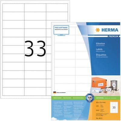 Étiquettes universelles HERMA Premium Blanc A4 66 x 25,4 mm 6600 Étiquettes par paquet 4613