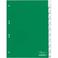 Intercalaires DURABLE Vierge A4 Vert 10 intercalaires PVC (Polychlorure de vinyle) Portrait A4 6 Perforations 6221