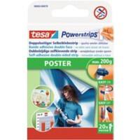 tesa Poster Powerstrips Doppelseitig ablösbar Weiß bis 200g Packung mit 20 Stück