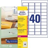 AVERY Zweckform Abziehhilfe QuickPEEL Wasserabweisend Adressetiketten L4770-25 Selbsthaftend A4 Transparent 45,7 x 25,4 mm 25 Blatt à 40 Etiketten