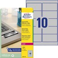 AVERY Zweckform L6012-20 Hochleistungsetiketten DIN A4 Silber 96 x 50,8 mm 20 Blatt à 10 Etiketten