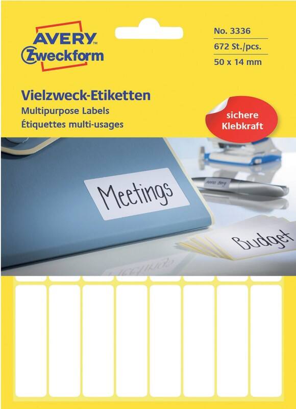 AVERY Zweckform Universaletiketten 3336 Weiss 50 x 14 mm 28 Blatt à 24 Etiketten