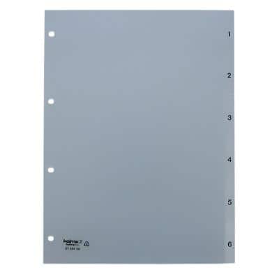 Kolma Register DIN A4 Grau 6-teilig Perforiert Kunststoff 1 bis 6 6 Stück