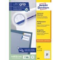 Étiquettes universelles Ultragrip Laser AVERY Zweckform 3479 Adhésif A4 Blanc 70 x 32 mm 100 Feuilles de 27 Étiquettes