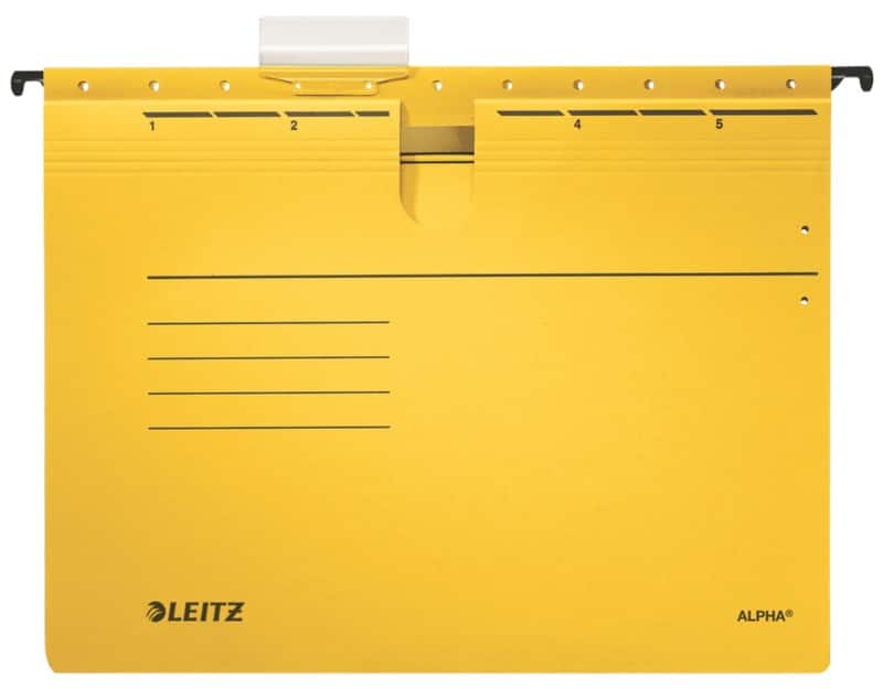 Dossiers suspendus Leitz Alpha 1984 A4 Base en V Carton 100 % recyclé 275 g/m² Jaune 15 mm 5 Unités