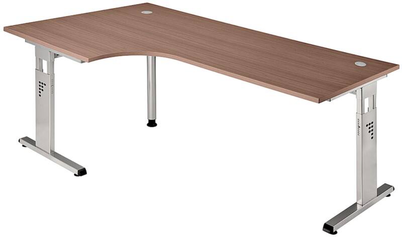 Bureau Hammerbacher Matrix Noyer Aggloméré, Aluminium, Bois, Plastique C-Pied 2000 x 1200 x 850 mm