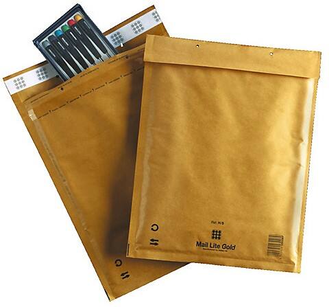 Enveloppes matelassées Mail Lite H/5 Doré Sans Fenêtre 270 (L) x 360 (H) mm Bande adhésive 10 Unités