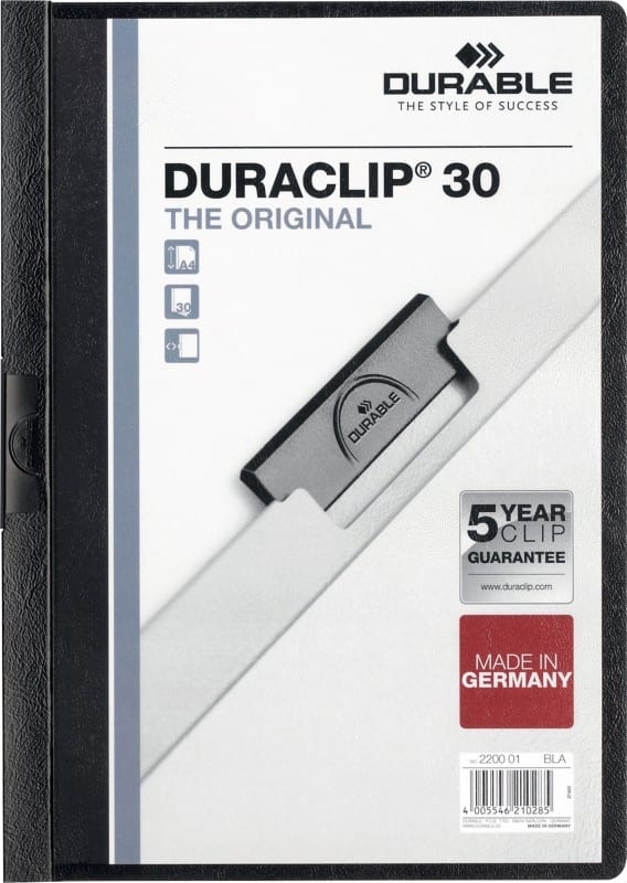 DURABLE Duraclip Klemmmappe 30 Blatt A4 Schwarz