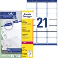 AVERY Zweckform Abziehhilfe QuickPEEL,ultragrip Adressetiketten L7160-250 Selbsthaftend A4 Weiss 63,5 x 38,1 mm 250 Blatt à 21 Etiketten