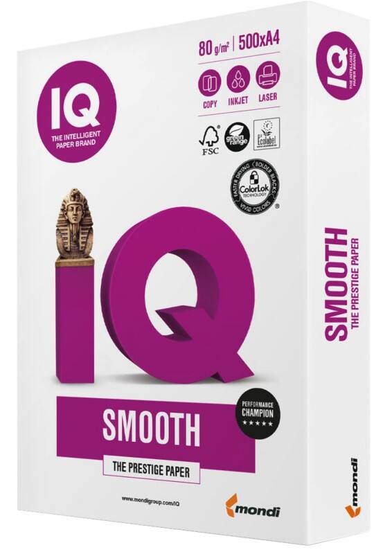 Papier imprimante IQ Selection Smooth A4 80 g/m² Brillant Blanc 500 Feuilles
