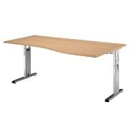 Bureau pied en C Hammerbacher Matrix Ergonomic Effect hêtre 1'800 x 1'000 x 850 x 68 - 85 mm