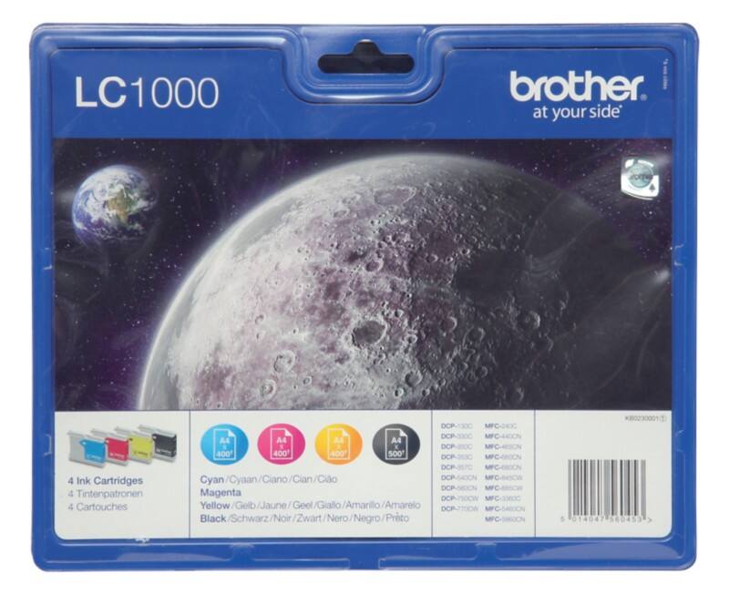 Brother LC1000 Original Tintenpatrone Schwarz & 3 Farbig 4 Stück