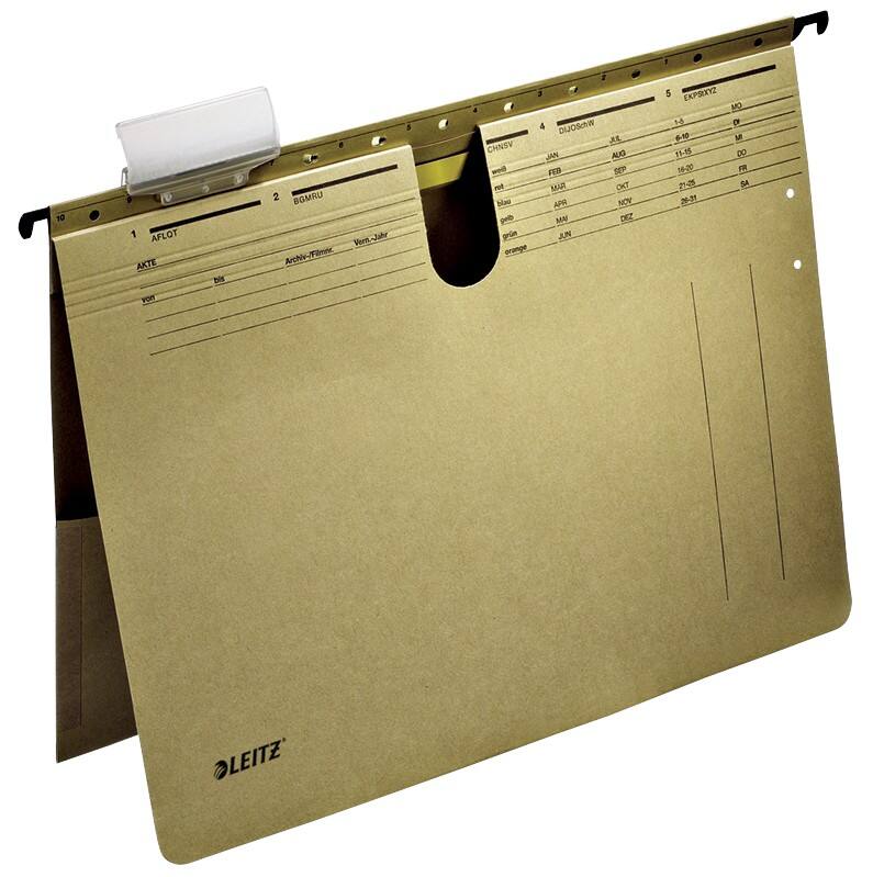 Dossier suspendu Leitz Alpha 1912 A4 Base en V Avec pochette intérieure Carton natron 100 % recyclé 250 g/m² Marron 15 mm