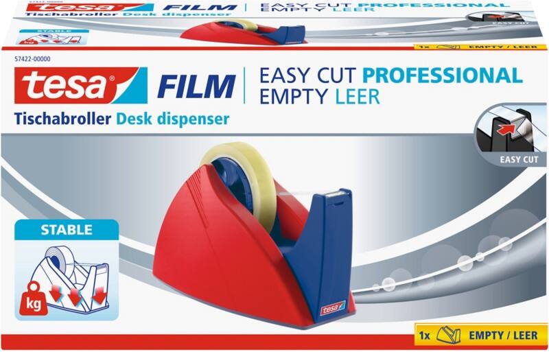 Dévidoir tesa tesafilm Easy Cut Professional Bleu, rouge 25 mm (L) x 66 m (L)