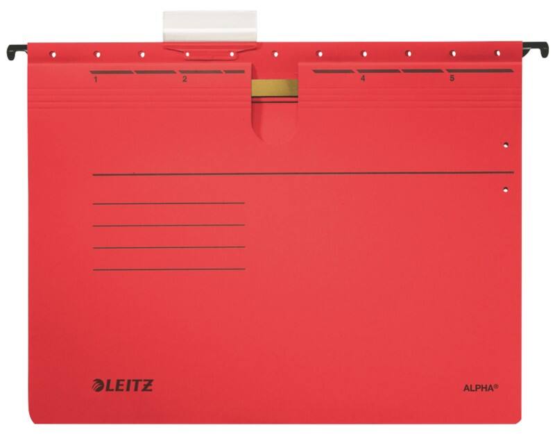 Dossiers suspendus Leitz Alpha 1984 A4 Base en V 275 g/m² Carton 100 % recyclé Rouge 15 mm 5 Unités