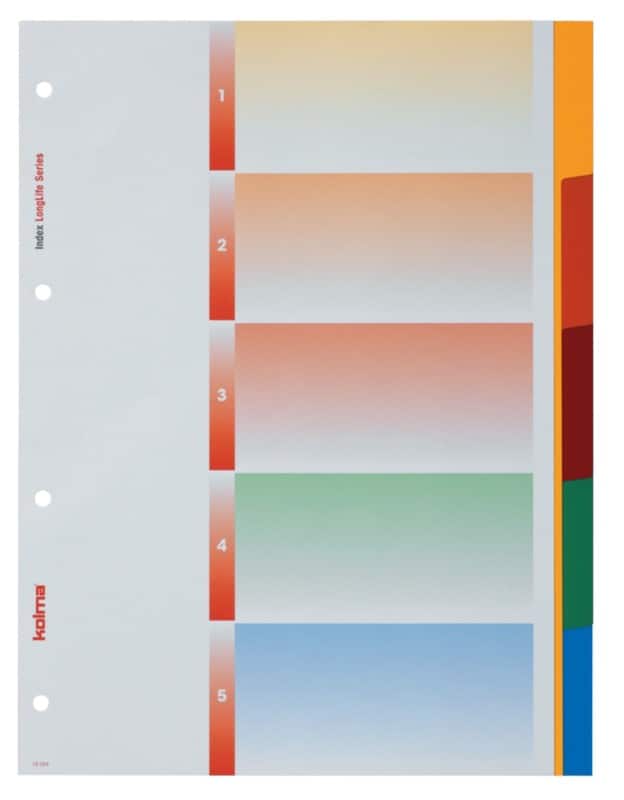 Kolma Superstrong Blanko Blanko Register  A4 hoch Mehrfarbig 5-teilig PVC (Polyvinylchlorid) 4 Löcher 19.054.20