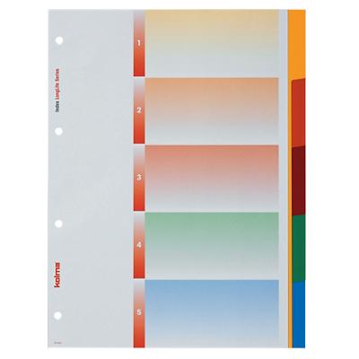 Kolma Longlife Blanko Register A4 hoch Farbig assortiert Mehrfarbig 5-teilig PP (Polypropylen) A4 Portrait 4 Löcher 5 Blatt