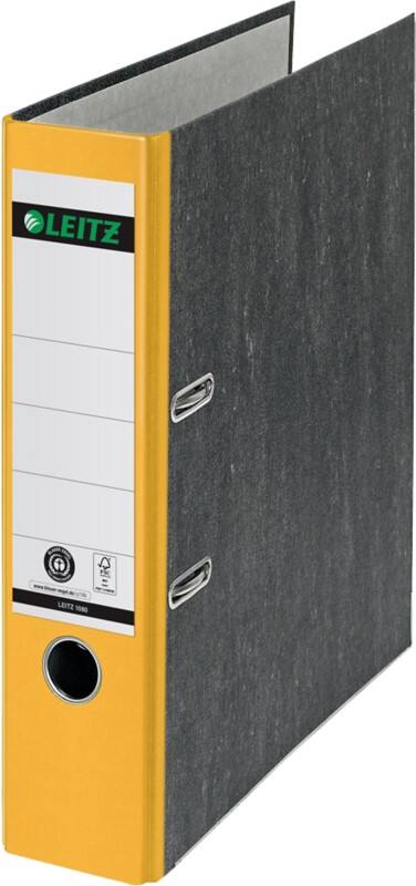 Leitz 180° Breit Ordner A4 82 mm Gelb 2 Ringe 1080 Pappkarton Wolkenmarmor Hochformat Recycled