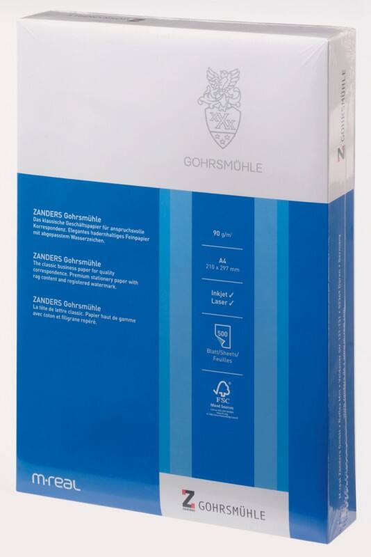 ZANDERS Gohrsmühle A4 Papier mit Wasserzeichen Weiß 90 g/m² Matt 500 Blatt