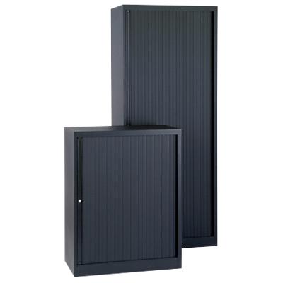 Armoire haute à portes rideaux Bisley Euro Noir 800 x 430 x 1'979 mm