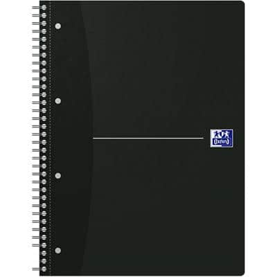 OXFORD Office Essentials Notebook DIN A4+ Kariert Spiralbindung Karton Schwarz Perforiert 140 Seiten
