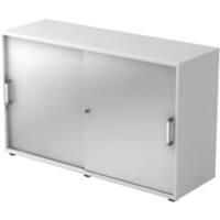Hammerbacher Schiebetürenschrank Spanplatte 1 Fachboden abschließbar 1.200 x 400 x 748 mm Silber, Weiß