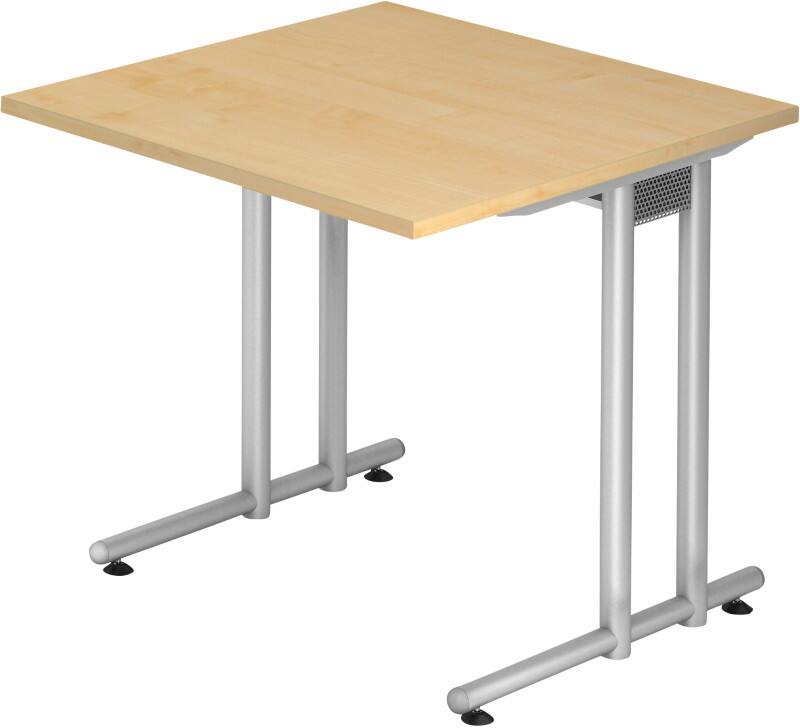 Hammerbacher Matrix VNS Schreibtisch Quadratisch Ahorn C-Fuß 800 (B) x 800 (T) x 740 (H) mm Spanplatte, Stahl