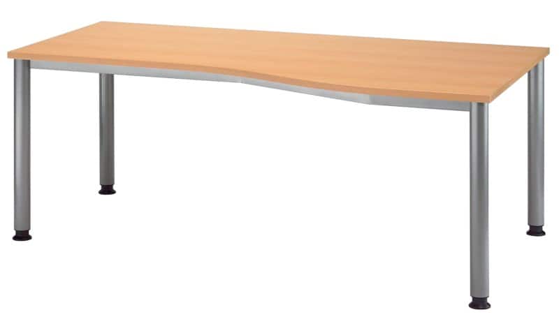 Bureau Hammerbacher Matrix En forme de haricot Décor hêtre 1800 x 1000 x 760 x 68 - 76 mm