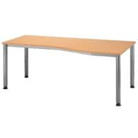 Bureau Hammerbacher Matrix En forme de haricot Décor hêtre 1800 x 1000 x 760 x 68 - 76 mm