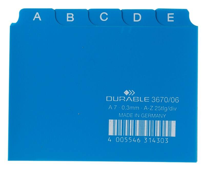 Fiches index alphabétique DURABLE A-Z Bleu 10,5 x 7,4 cm 25 Unités