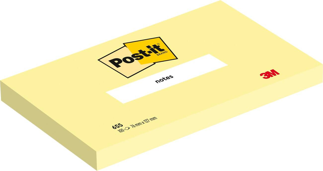 Notes Post-it 127 x 76 mm Jaune canari 12 Blocs de 100 Feuilles