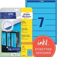 AVERY Zweckform ultragrip Ordneretiketten L4763-20 Selbsthaftend A4 Blau 3.8 x 19.2 cm 20 Blatt à 7 Etiketten