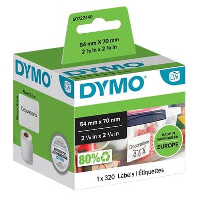 Dymo LW S0722440 / 99015 Authentic Mehrzweck-/Diskettenetiketten Selbstklebend Weiss 54 x 70 mm
