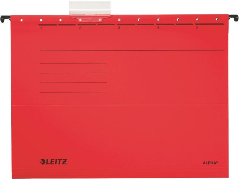 Leitz ALPHA Hängemappen 1985 A4 V-Base 15 mm 275 g/m² Rot 100% Recycelter Pendarec-Karton 5 Stück