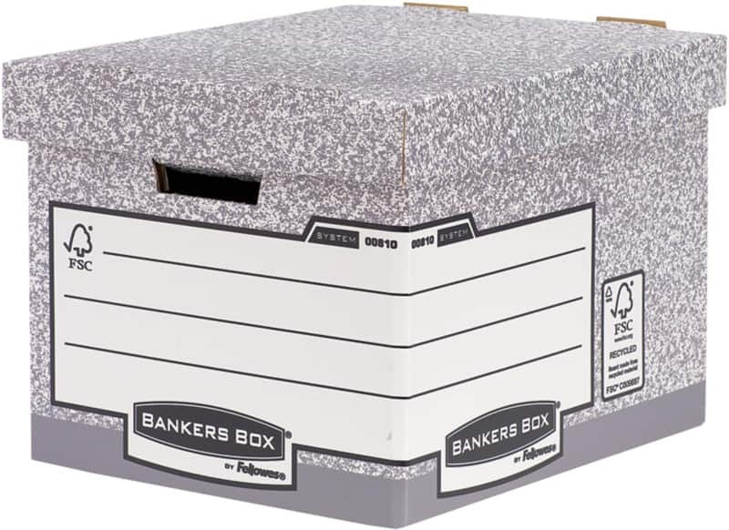 Boîte à archives Bankers Box Carton System FastFold Gris 33,5 x 40,4 x 29,2 cm 10 Unités