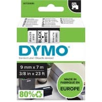 Dymo D1 S0720680 / 40913 Authentic Schriftband Selbstklebend Schwarzer Druck auf Weiss 9 mm x 7m