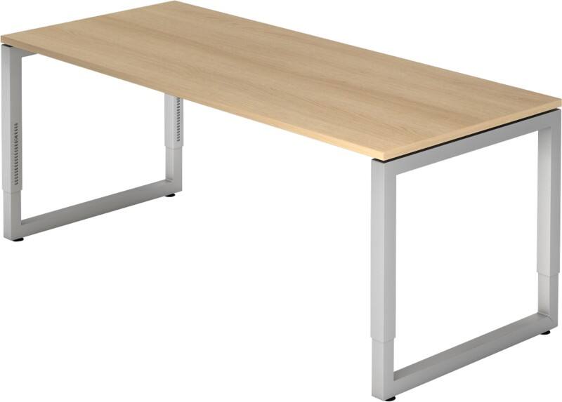 Hammerbacher R Series VRS Höhenverstellbar Schreibtisch Rechteckig Eiche Wange 1.800 (B) x 800 (T) x 850 (H) mm Spanplatte, Stahl