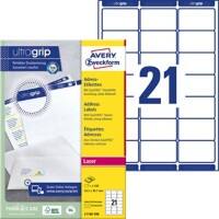 AVERY Zweckform Adressetiketten L7160-100 Ultragrip Weiss DIN A4 63,5 x 38,1 mm 100 Blatt à 21 Etiketten