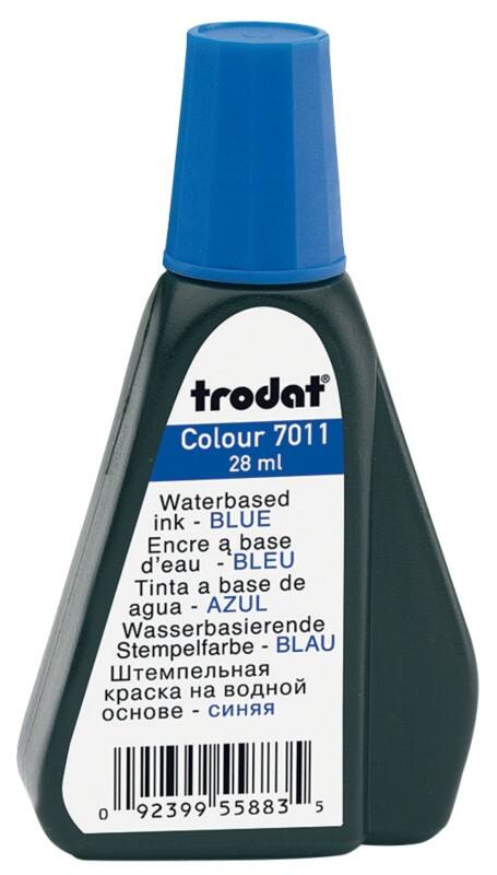 Flacon d'encre Trodat 7011 Bleu 4 x 7,6 cm pour Tampons encreurs Trodat 28 ml