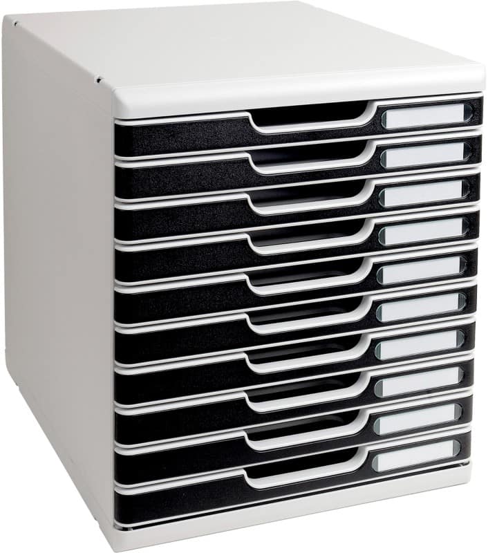 Module de classement Exacompta Plastique, polystyrène Gris clair, noir 10 Tiroirs 28,8 x 35 x 32 cm