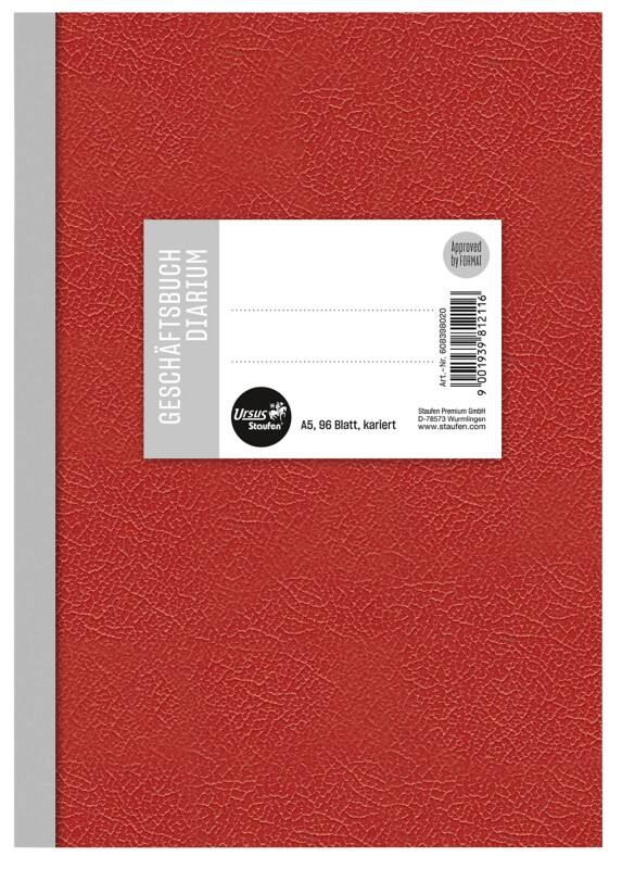 Bloc-notes Ursus Style A5 Quadrillé Carton Rouge 96 pages 48 feuilles