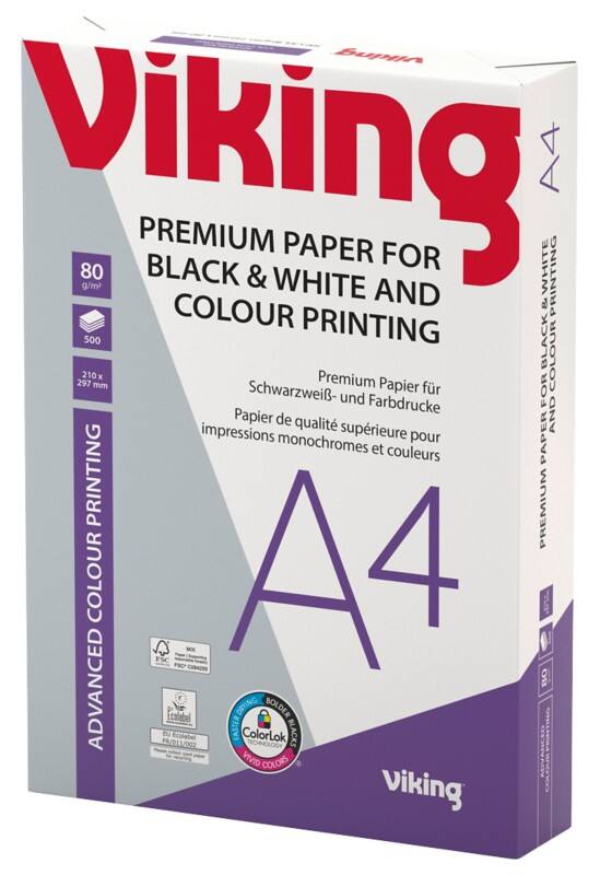Papier imprimante Viking Advanced Colour Printing A4 80 g/m² Lisse Blanc 169 CIE 500 feuilles
