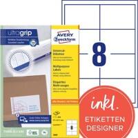 Étiquettes universelles Ultragrip AVERY Zweckform 3660 Adhésif A4 Blanc 97 x 67.7 mm 100 Feuilles de 8 Étiquettes