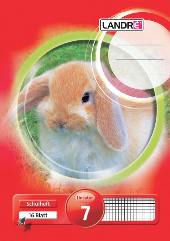 LANDRÉ Schulheft Rot Kariert A5 14.8 x 21 cm 16 Blatt