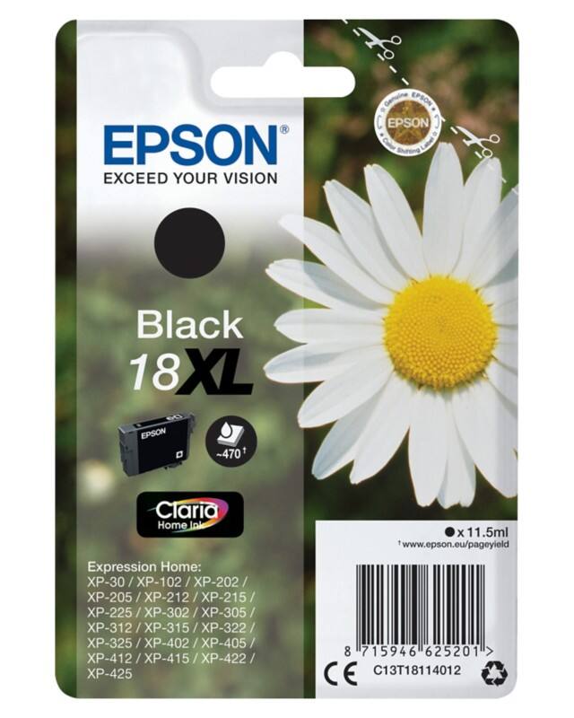Cartouche jet d'encre Epson 18XL D'origine C13T18114022 Noir